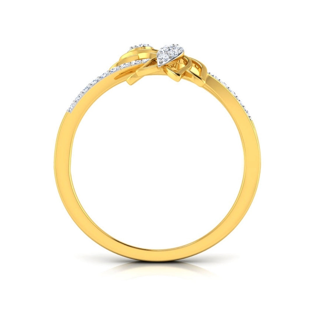Gold Diamond Lotus Blossom Ring