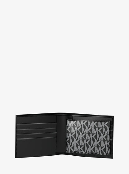 Hudson Metallic Signature Logo Billfold Wallet With Passcase