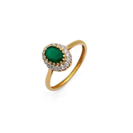 Regal Green Solitaire Gold Ring