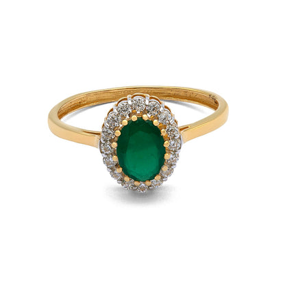 Regal Green Solitaire Gold Ring