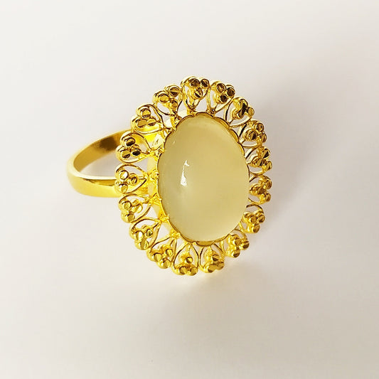 Gold Family Moon Stone Ring