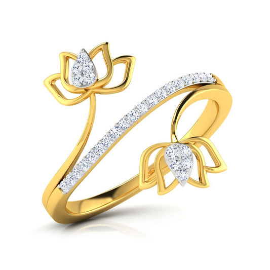Gold Diamond Lotus Blossom Ring